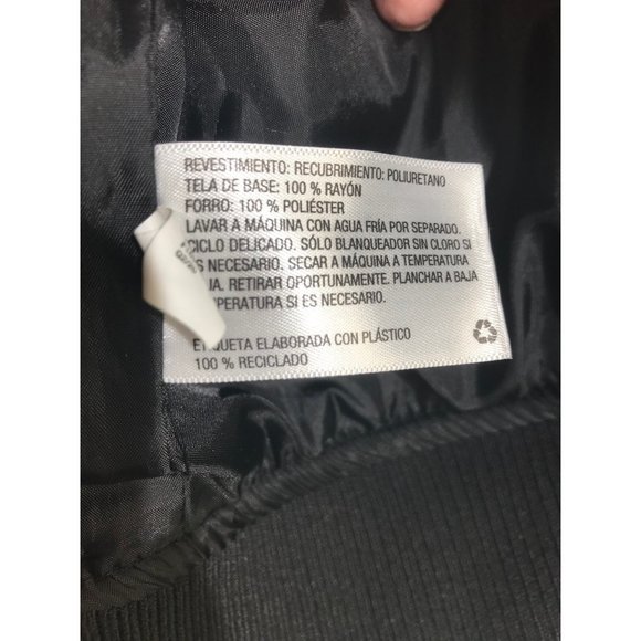 A New Day Vegan Faux Leather  Bomber zip up jacket size large NWOT - Picture 5 of 8